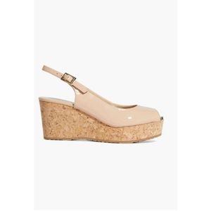 JIMMY CHOO **NEW** NIB Praise Blush Patent Leather Wedges 6.5